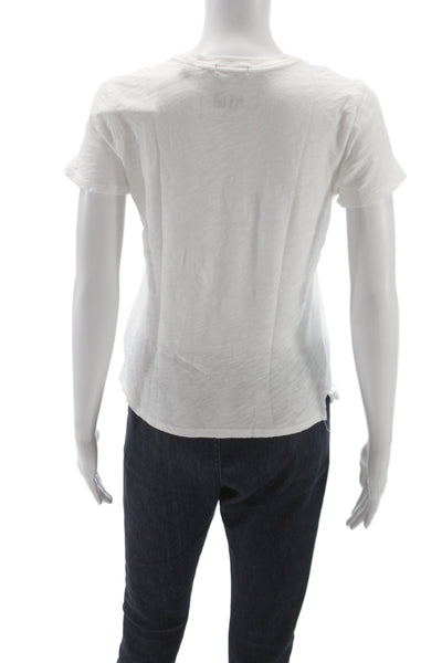 ATM Womens White 100% Cotton Crew Neck Short Sleeve Basic T-Shirt Size S