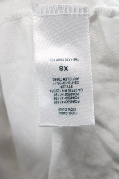 Denim Forum Women Cropped T-Shirt White Cotton Crew Neck Short Sleeve Size XS