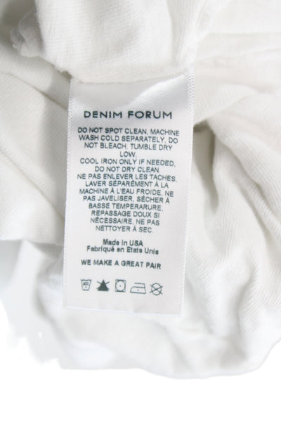 Denim Forum Women Cropped T-Shirt White Cotton Crew Neck Short Sleeve Size XS