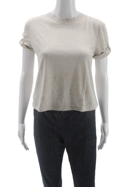 Theory Womens Basic Short Sleeve T-Shirt Beige Crew Neck Size PP