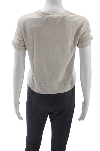 Theory Womens Basic Short Sleeve T-Shirt Beige Crew Neck Size PP