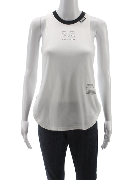 PE Nation Womens Basic White Tank Polyester Sleeveless Sports Size XS
