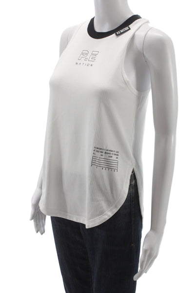 PE Nation Womens Basic White Tank Polyester Sleeveless Sports Size XS