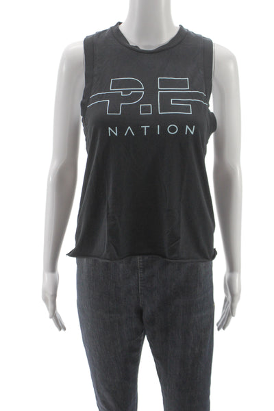 PE Nation Women Basic Gray Cotton Crewneck Tank Sports Size XS