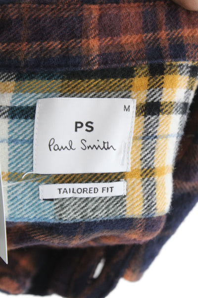 PS Paul Smith Mens Blue Plaid Flannel Button-Up Long Sleeve Shirt Size M