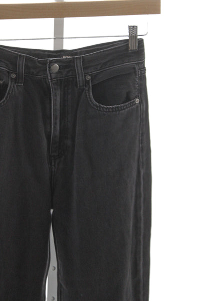 Denim Forum Women Straight Jeans Black Cotton High Rise Button Fly Size 26