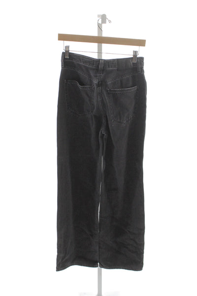 Denim Forum Women Straight Jeans Black Cotton High Rise Button Fly Size 26