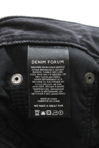 Denim Forum Women Straight Jeans Black Cotton High Rise Button Fly Size 26