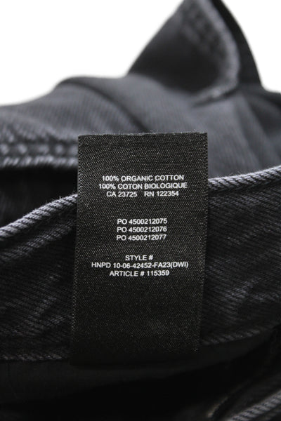Denim Forum Women Straight Jeans Black Cotton High Rise Button Fly Size 26