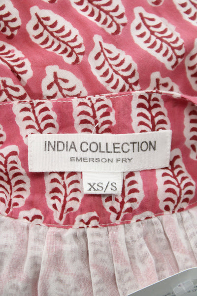 India Collection Womens Maxi Floral V-Neck Long Sleeve Red Dress Button Size XS