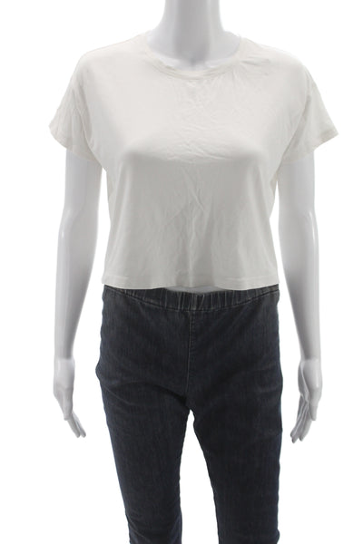 Lululemon Womens Cotton Crew Neck Basic T-Shirt White Short Sleeve Size 4