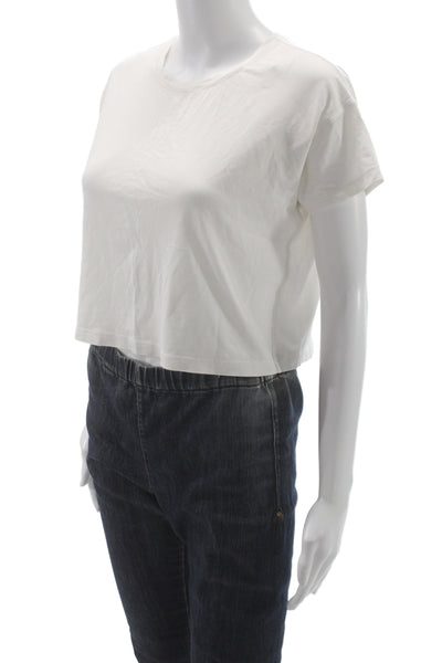 Lululemon Womens Cotton Crew Neck Basic T-Shirt White Short Sleeve Size 4