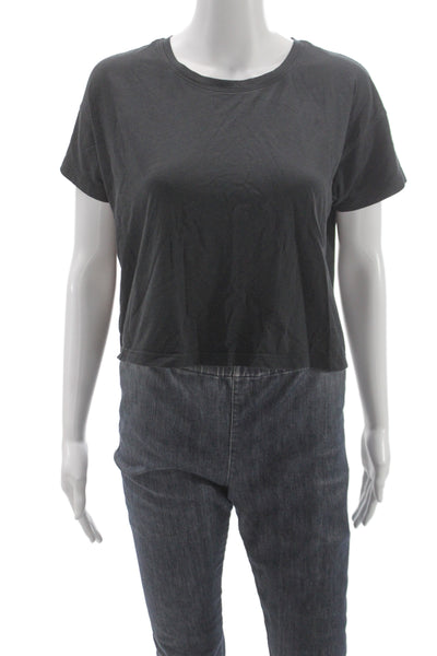 Lululemon Womens Athleisure Cotton Gray Crew Neck T-Shirt Short Sleeve Size 6