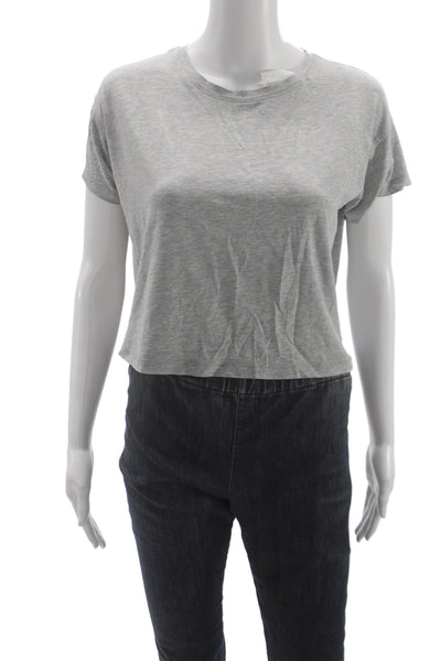 Lululemon Women Cropped Athletic T-Shirt Gray Crew Short Sleeve Size 6