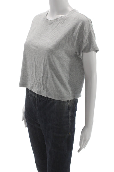 Lululemon Women Cropped Athletic T-Shirt Gray Crew Short Sleeve Size 6