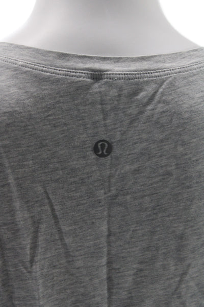 Lululemon Women Cropped Athletic T-Shirt Gray Crew Short Sleeve Size 6