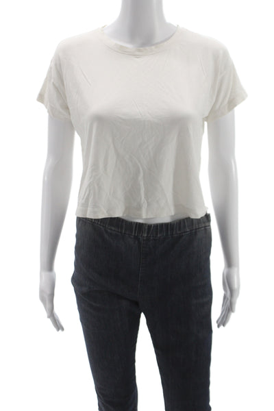 Lululemon Womens White Cotton Crew Neck Short Sleeve Basic T-Shirt Size 6