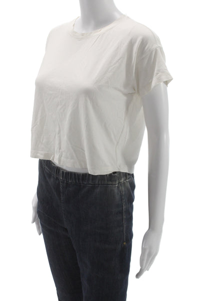 Lululemon Womens White Cotton Crew Neck Short Sleeve Basic T-Shirt Size 6