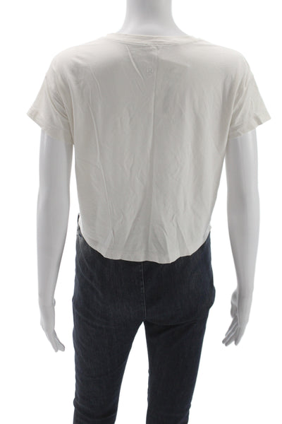 Lululemon Womens White Cotton Crew Neck Short Sleeve Basic T-Shirt Size 6