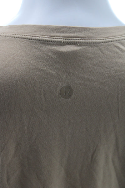 Lululemon Women Basic Beige Cotton Blend Crew Neck Short Sleeve T-Shirt Size 4