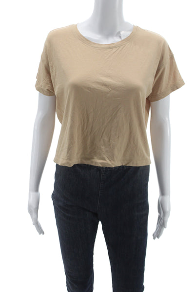 Lululemon Womens Basic Cotton Crew Neck Short Sleeve T Shirt Beige Size 6