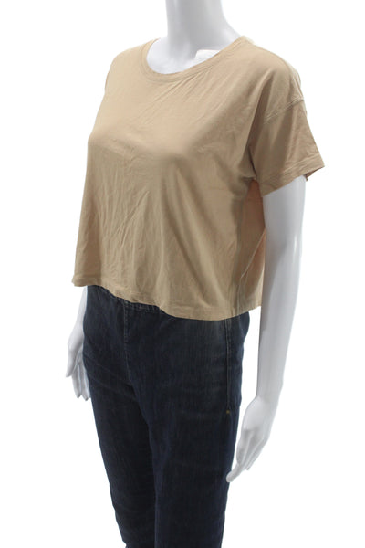 Lululemon Womens Basic Cotton Crew Neck Short Sleeve T Shirt Beige Size 6