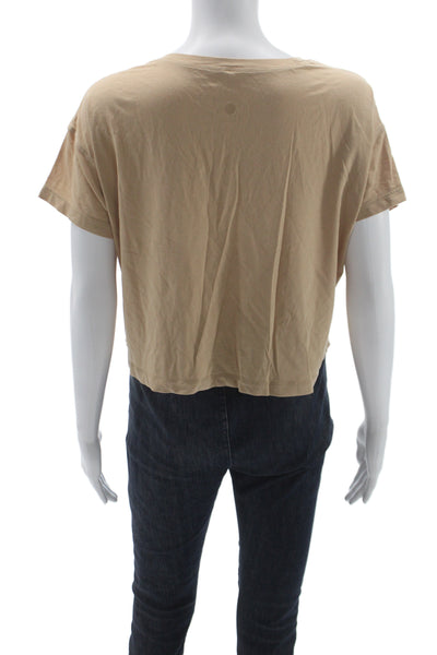 Lululemon Womens Basic Cotton Crew Neck Short Sleeve T Shirt Beige Size 6