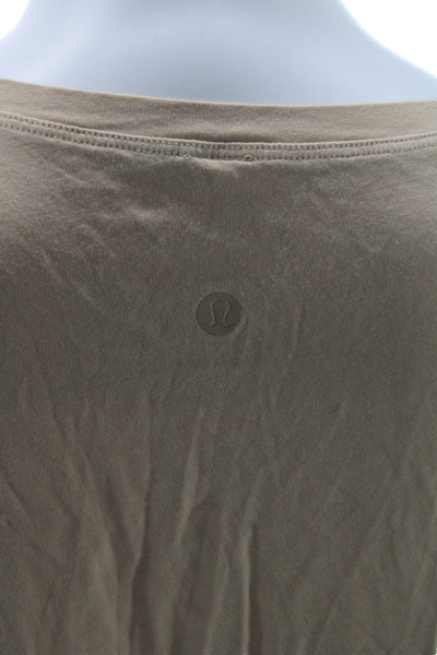Lululemon Womens Basic Cotton Crew Neck Short Sleeve T Shirt Beige Size 6