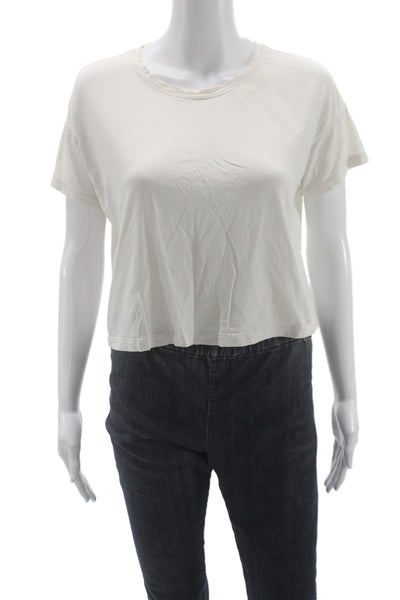 Lululemon Womens Basic White Cotton Crew Neck Short Sleeve T-Shirt Size 6