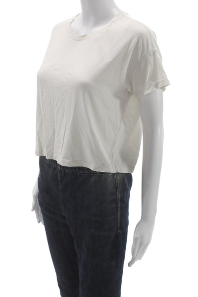Lululemon Womens Basic White Cotton Crew Neck Short Sleeve T-Shirt Size 6