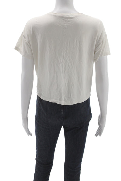 Lululemon Womens Basic White Cotton Crew Neck Short Sleeve T-Shirt Size 6