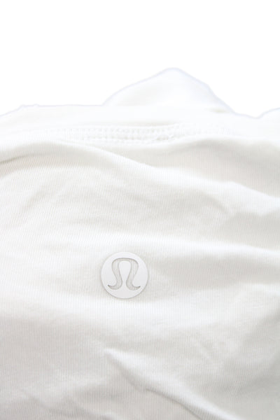 Lululemon Womens Basic White Cotton Crew Neck Short Sleeve T-Shirt Size 6