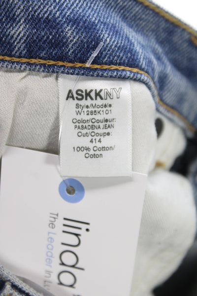 ASKKNY Women Tapered Blue High Rise Cotton Jeans Inseam 26 Size 25
