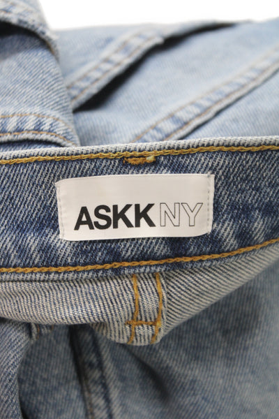 ASKKNY Women Tapered Blue High Rise Cotton Jeans Inseam 26 Size 25