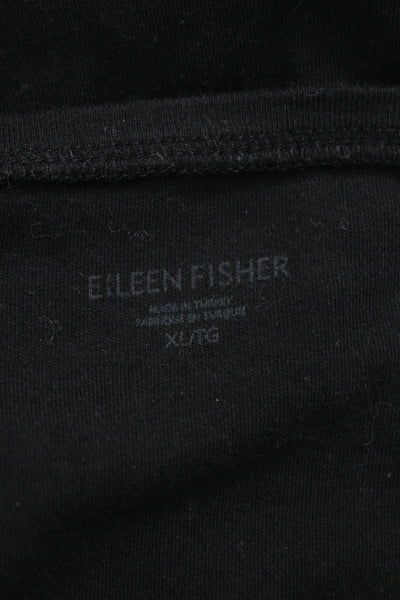 Eileen Fisher Womens Black Organic Cotton Boatneck 3/4 Sleeve Tee Size XL