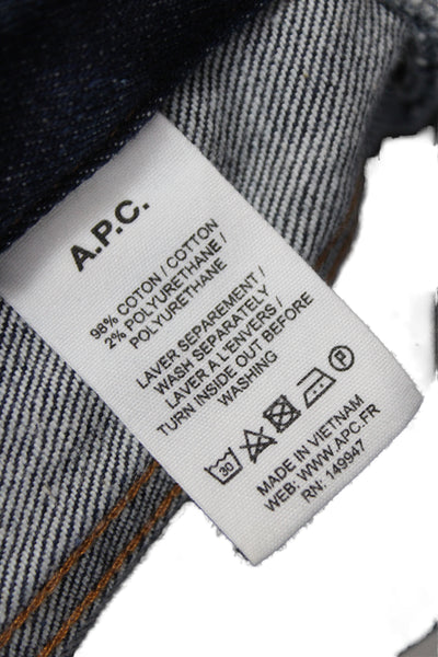 APC Men Blue Cotton Tapered Jeans Button Closure Size 30