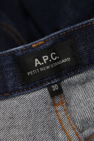 APC Men Blue Cotton Tapered Jeans Button Closure Size 30