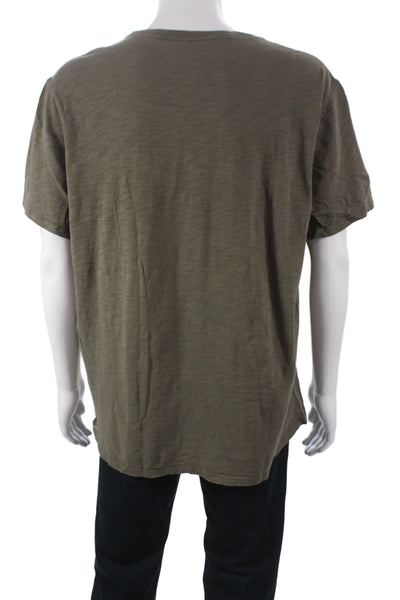 Vince Mens Basic V-Neck T-Shirt Green Cotton Short Sleeve Size 2XL