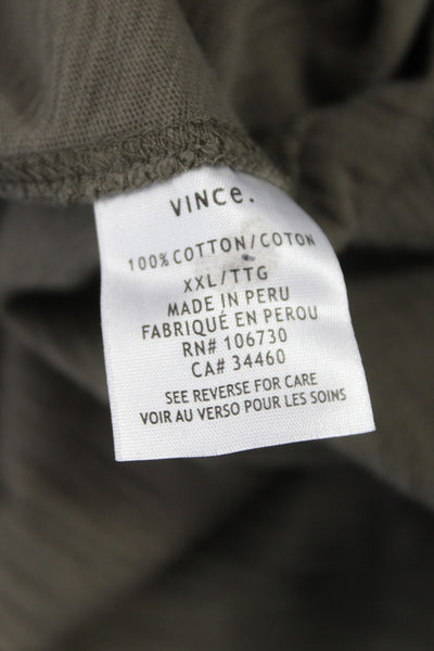 Vince Mens Basic V-Neck T-Shirt Green Cotton Short Sleeve Size 2XL