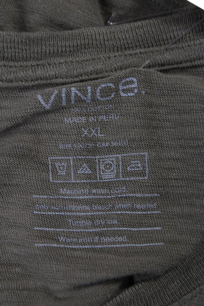 Vince Mens Basic V-Neck T-Shirt Green Cotton Short Sleeve Size 2XL