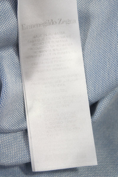 Peter Millar Mens Collared Short Sleeve Button Up Shirt Blue Size L