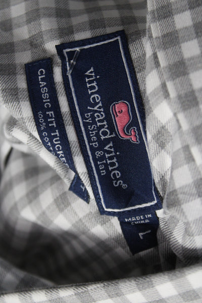 Vineyard Vines Mens Long Sleeve Gray Check Cotton Button-Up Shirt Size L