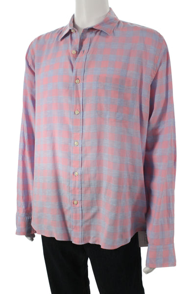 Faherty Brand Mens Pink Check Long Sleeve Cotton Button-Up Shirt Size XL