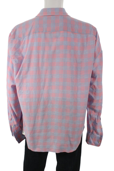 Faherty Brand Mens Pink Check Long Sleeve Cotton Button-Up Shirt Size XL