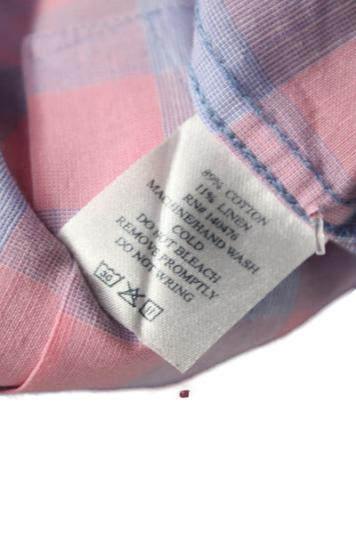 Faherty Brand Mens Pink Check Long Sleeve Cotton Button-Up Shirt Size XL