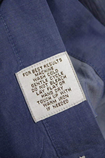 Peter Millar Mens Blue Long Sleeve Button Up Shirt 100% Cotton Size L