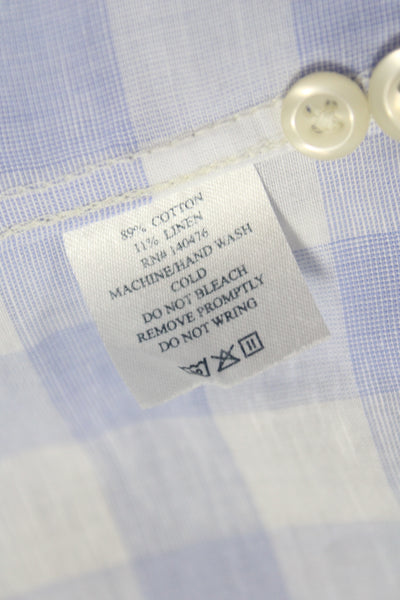 Faherty Mens Collared Polka Dot Cotton Button Dress Shirt Blue Size XL
