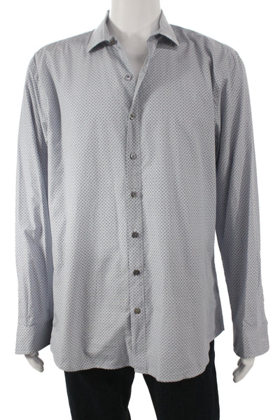 Rodd & Gunn Mens Long Sleeve Geometric Button Up Gray Shirt Size XL