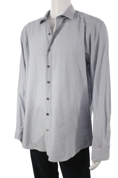 Rodd & Gunn Mens Long Sleeve Geometric Button Up Gray Shirt Size XL