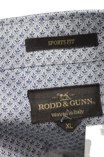 Rodd & Gunn Mens Long Sleeve Geometric Button Up Gray Shirt Size XL